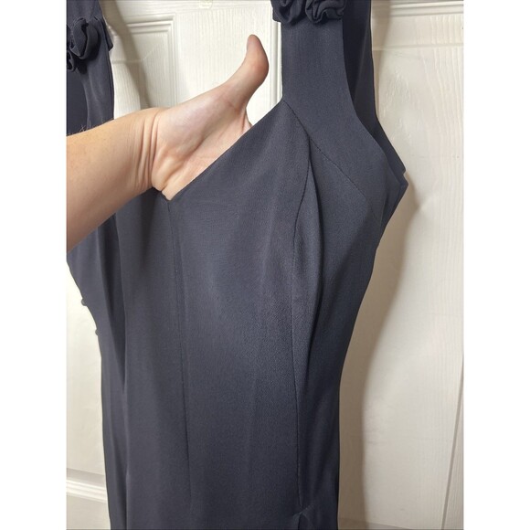 Vintage 80s–90s Black Wide-Leg Jumpsuit Minimalist Draped Sleeveless Eveningwear - Picture 6 of 11